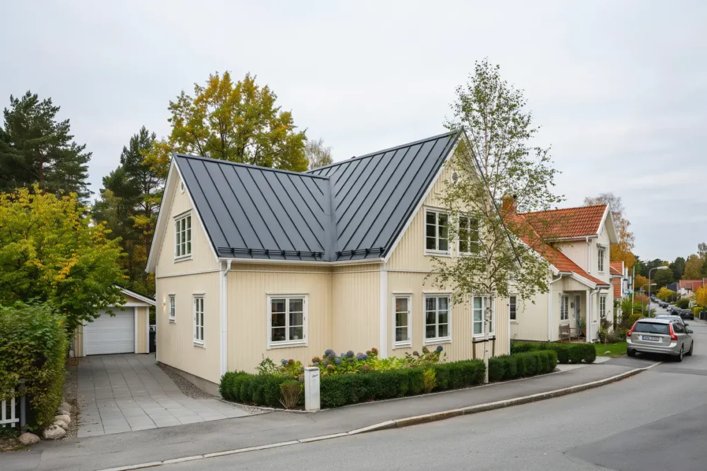 l ggning av bandt ckt dubbelfalsat pl ttak p radhus i skog s tr ngsund